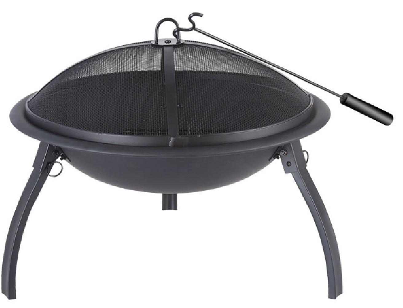 Black Steel Outdoor Fire PIT W Spark Mesh Cover 56cm DIA 39H | eBay