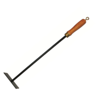FPT027 Black Tongio Forging Steel Fireside Scraper w Wood handle
