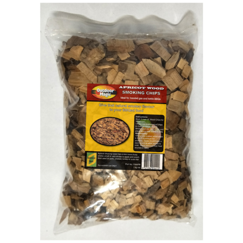 SF312 BBQ Smoking Grilling Chips 1kg Apricot Wood; Sweet mild flavoured smoke, use with smoker box
