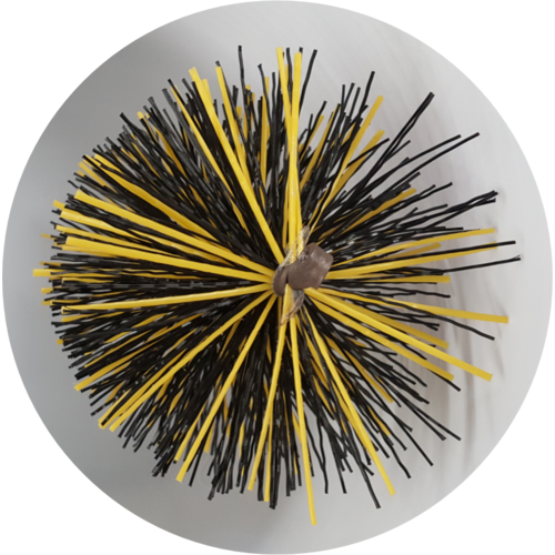 CFC051 250mm/10 inch dia Black/Yellow Polypropylene PRO Flue Brush 200mm long
