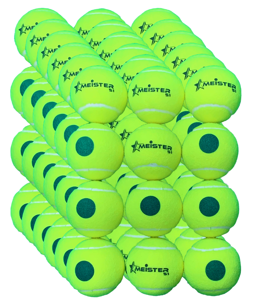 Red Spot Tennis Balls 75% slower bounce suits 5 to 8 72 x Meister S3 Stage 3
