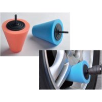 3 x 80mm dia Car Wheel Hub Polishing Cones Medium Cut and Heavy Cut