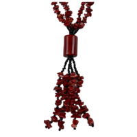 NL16 Beaded Necklace w stone; Red