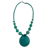 NS10 Beaded Necklace w stone; Turquoise