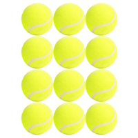 PD032; 12 x High quality pet dog 'tennis' ball with woollen felt; Yellow