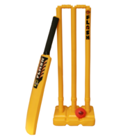 PD035; Plastic Beach Cricket Set; Bat, ball, stand, stumps; Yellow