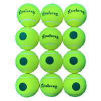 PD038; 12 x Meister S1 (Stage 1) Green Spot Tennis Balls - 25% slower bounce suits 9-10 yr olds; Yellow/Green