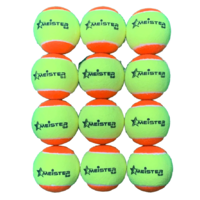 PD039; 12 x Meister S2 (Stage 2) Orange Spot Tennis Balls - 50% slower bounce suits 8 to 9 yr olds; Yellow/Orange