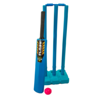 PD043; Plastic Beach Cricket Set; Bat, ball, stand, stumps; Blue
