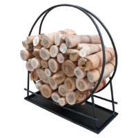 WC09 100cm dia Black Heavy Duty XL Steel Hoop Ring Firewood Log Storage Rack Holder w floor tray