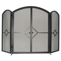 FS01-3 DECO 79cm high Black 3 panel Steel Fire Screen w Gate