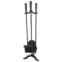 FPT041 Black 3 piece long Fire Place Tool set on 72cm Stand