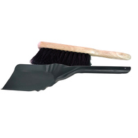 FPT011 Premium Black 28cm Hearth Fire Brush, 41cm Metal Shovel Set