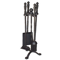 FPT036  Black 4 piece Fire Place Tool set on 57 cm Stand