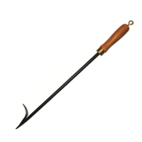 FPT026 Black Tongio Forging Steel Fireside Barbed Poker w Wood handle