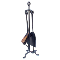 FPT020 Black DELUXE Tongio Forging 4 piece Fire Tool set on 72cm Stand w scraper