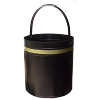 WC12-G 39cm H Round Steel Wood Fireside Bucket  Black w Gold band