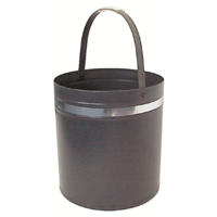 WC13-S 39cm H Round Steel Wood Fireside Bucket  Dark Grey w Silver band