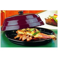 BBQP05 41cm dia 19cm H BBQ Jumbo Hot Food Warmer Server Platter; Burgundy