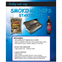 GP003 Gift Pack, Food Smoking STARTER PACK, Smoker box, 1kg Apricot wood chips, Hickory Liquid Smoke