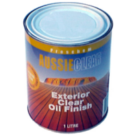 AL102 Aussie Exterior Timber Clear Oil Finish 1ltr Can; Ideal for BBQ trolleys and outdoor furniture; Repels moisture