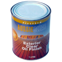4 of AL102 Aussie Exterior Timber Clear Oil Finish 1ltr Can; Ideal for BBQ trolleys and outdoor furniture; Repels moisture