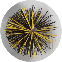CFC051 250mm/10 inch dia Black/Yellow Polypropylene PRO Flue Brush 200mm long