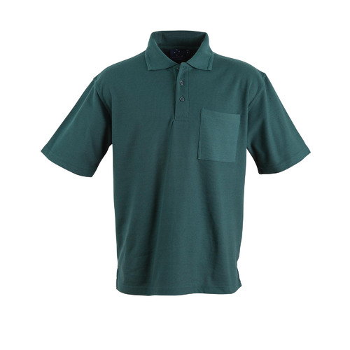 PS41  Sz 2XL POCKET Polyester Cotton Mens Polo Shirt Bottle Green