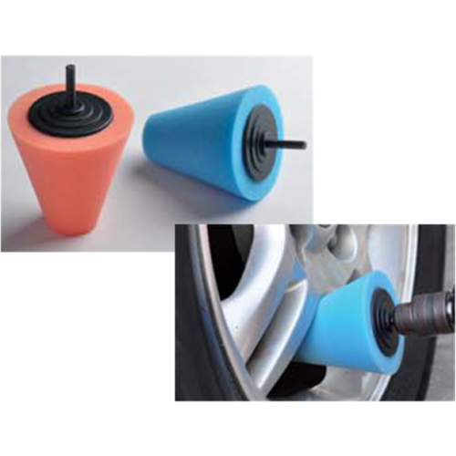 3 x 80mm dia Car Wheel Hub Polishing Cones Medium Cut and Heavy Cut