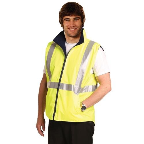 AIW SW19A; Unisex High Visibility Reversible Rainproof Safety Vest; 100% Polyester w Fleece w 3M Tape