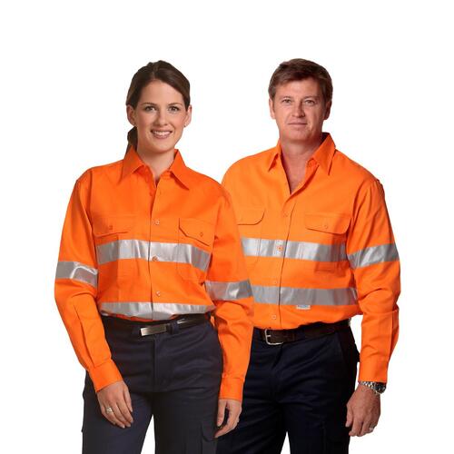 AIW SW52; Unisex Safety Work Shirt 100% Cotton Drill w 3M Tapes