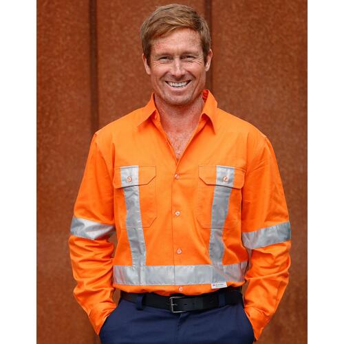 AIW SW56 Hi Vis Cotton Safety Work Shirt w Reflective tapes