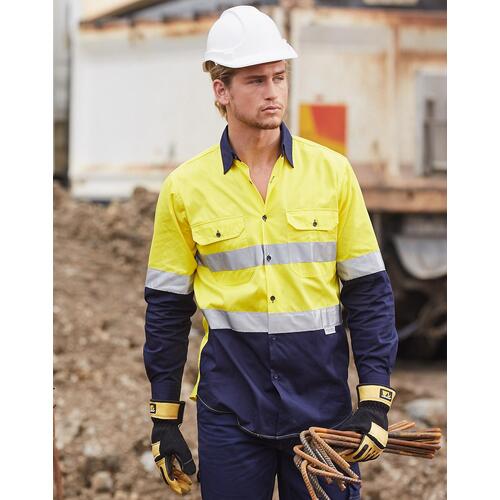 5 of AIW SW60 Hi Vis Cotton Safety Work Shirt w Night tapes