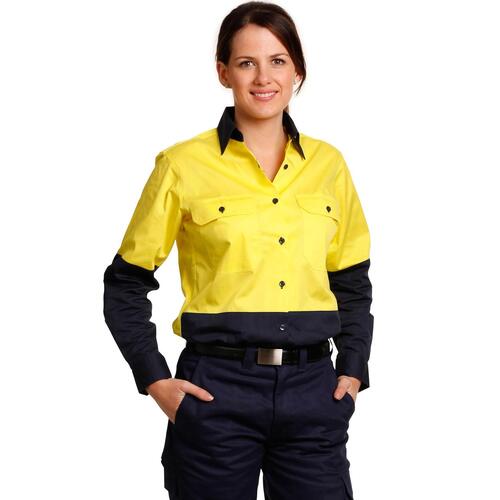 AIW SW64 Ladies Safety Work Shirt High Visibility Long Sleeve Cotton Twill 