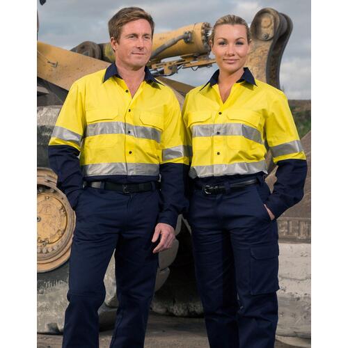 AIW SW69; Unisex Safety Work Shirt 100% Cotton Rip-Stop w Perforated 3M Tapes