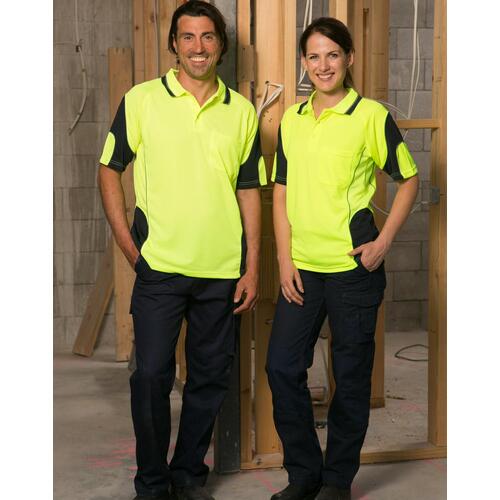 5 of AIW SW71 Unisex Fluoro Hi Vis Safety Polo Shirt Polyester