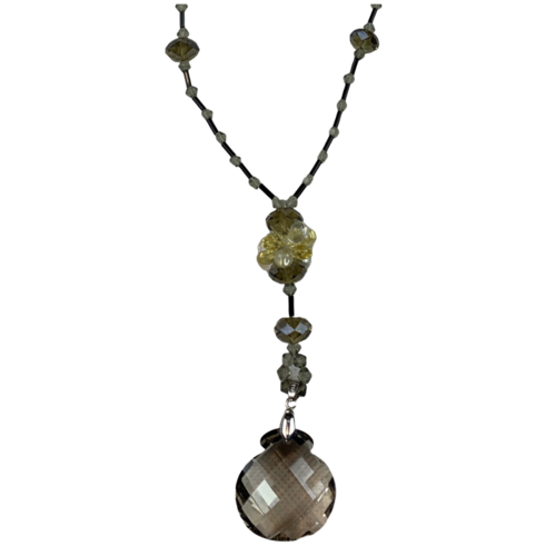 NL14 Beaded Necklace w glass; Clear