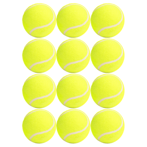 PD032; 12 x High quality pet dog 'tennis' ball with woollen felt; Yellow
