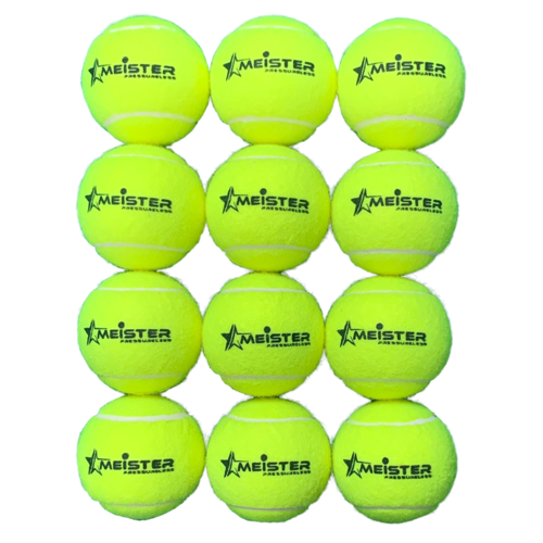 PD037; 12 x Meister Pressureless Tennis Balls. Ideal for Coaching; Yellow