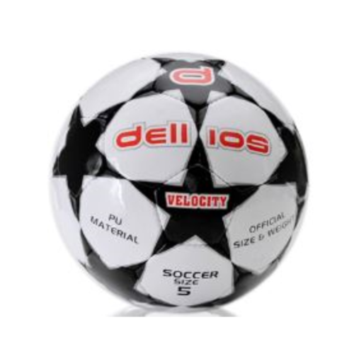 PD001 ; Dellios VELOCITY Soccer Ball, Size 5, 32 hexagonal panels; Black/Silver