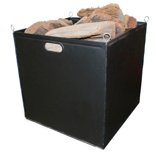 WC03; 50cm Black Collapsible Steel Storage Crate Cube, Fireside Wood Bin Box