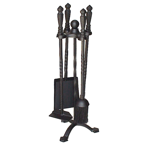 FPT036  Black 4 piece Fire Place Tool set on 57 cm Stand