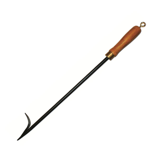 FPT026 Black Tongio Forging Steel Fireside Barbed Poker w Wood handle