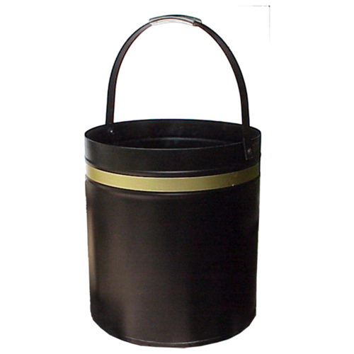 WC12-G 39cm H Round Steel Wood Fireside Bucket  Black w Gold band