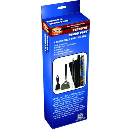 Outdoor; BBQ Kit; Scraper; Tongs; Spatula; Reuseable Non-stick Hotplate Liner 