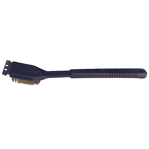 BBQ Grill Brush Scraper; Black; 350mm L handle, Stainless steel bristles and blade
