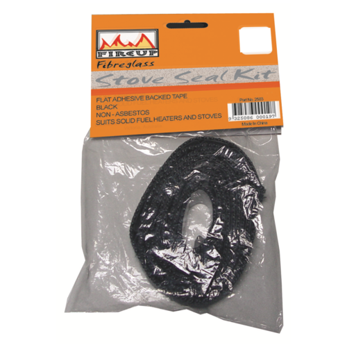 WBA007 Stove or Heater Seal Kit 19mm x 2m Adhesive Black Fibreglass Tape