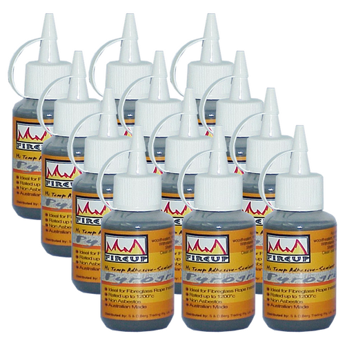 WBA019 12 of AUS 200g Pyrogrip Hi temp Fibreglass Rope Adhesive Oven Sealant Seal Glue