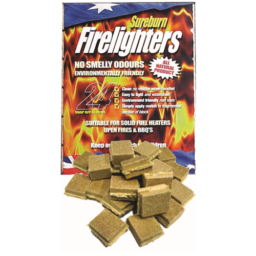 WBA035 1x Block of 24 Waterproof non-toxic, easy to light, Fire Lighters