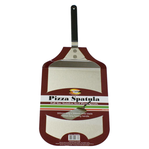 PZ011 Stainless Steel Pizza Spatula 30cm L x 20cm W w 175mm L folding handle; Easy to clean and store